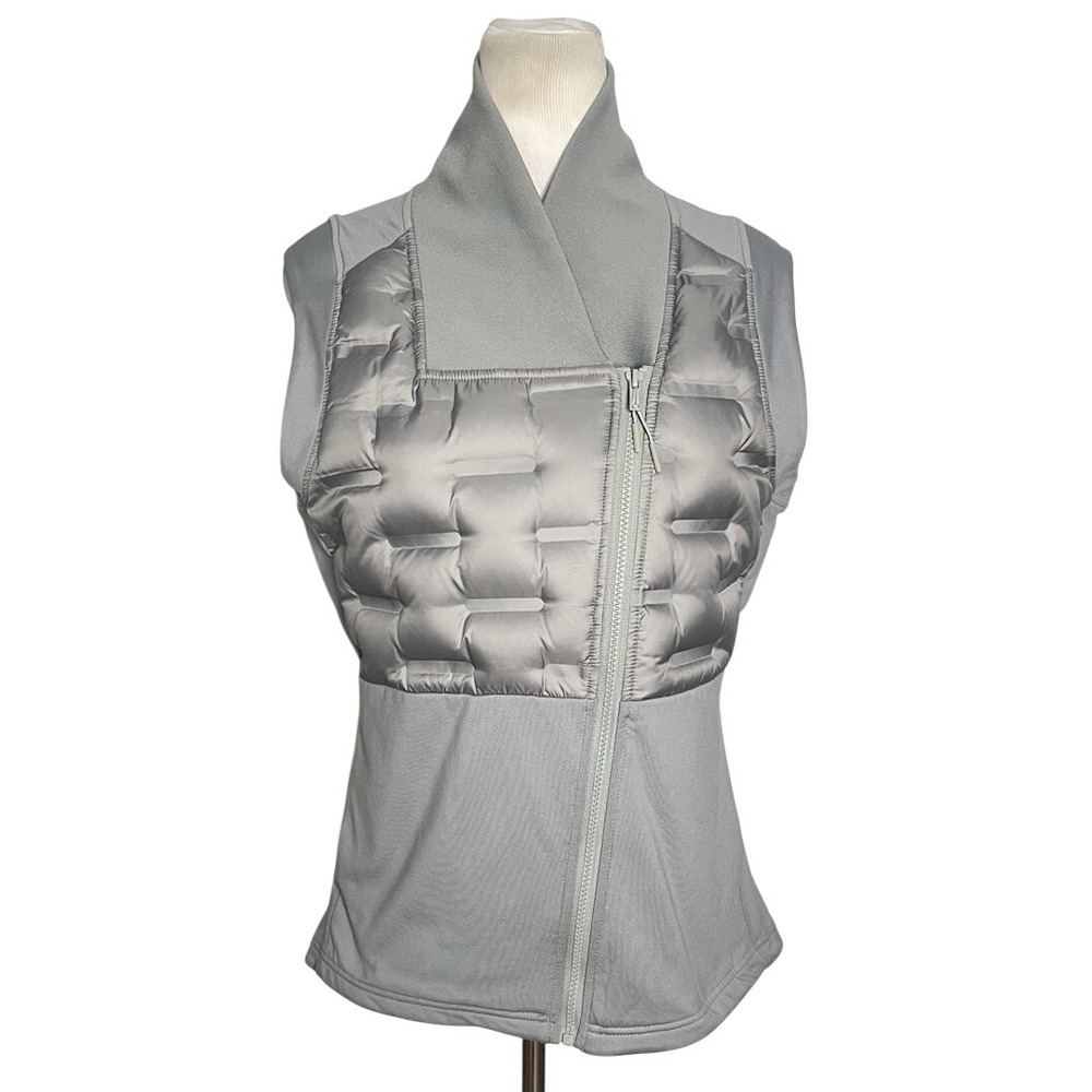 Levelwear Puffer Vest Quilted Gray Full Zip Down Outdoor Golf Tennis Medium